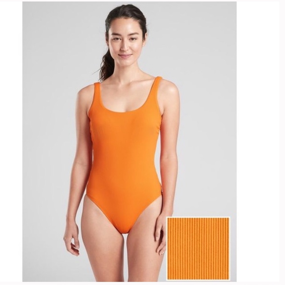 Athleta Scoop One Piece bathing suit ribbed sz XLT